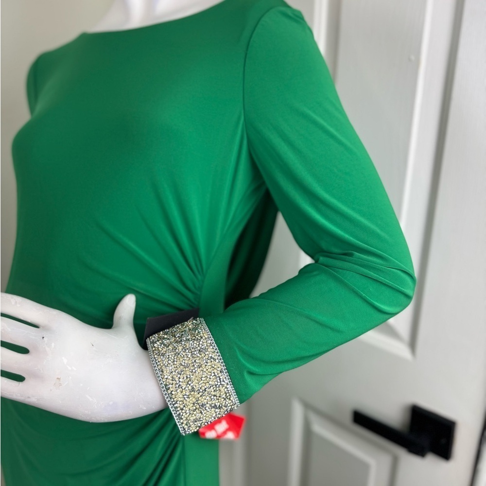 Marina Elegant Green Long Sleeve Dress Size 6. A43 - Picture 8 of 16